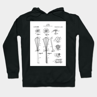 Whisk Patent - Baking Art - Black And White Hoodie